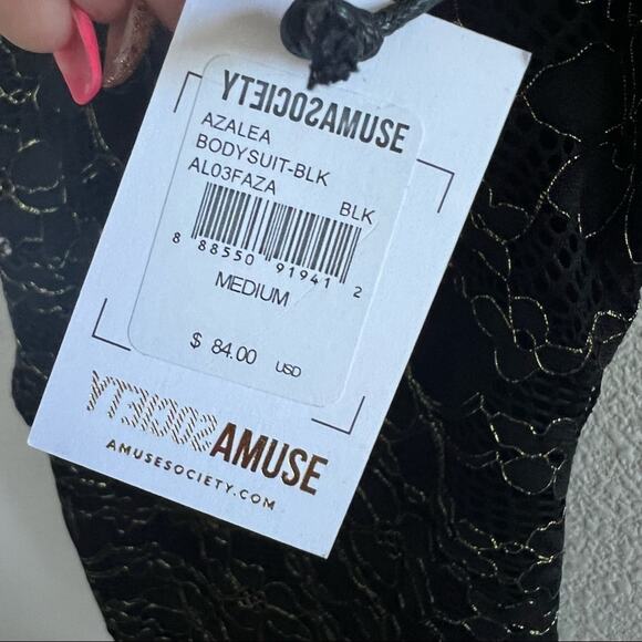 NWT Amuse Society Azalea Bodysuit Black Lace Medium - Picture 14 of 16